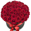 A lavish composition of fifty or more intense red roses spills elegantly over a modern matte black hat box, their petals plush and velvety to the eye and imagined touch. Florists in Epping expertly arrange these blooms to form an abundant, spherical crown, creating an effect of generosity and passionate intent. Each rose is at its peak-some unfurling slightly, others tightly furled at the centre-offering variation in rhythm and texture across the display. The box is wrapped with a bold scarlet satin ribbon, its bow graced by a gleaming crystal accent that lends a hint of sparkle without overpowering the classic beauty of the roses themselves. The entire arrangement is showcased against a clean, white background, focusing full attention on the interplay of colours and materials. This elegant gift, emblematic of deep feelings and celebratory moments, is a frequent choice for romantic milestones, anniversaries, or as an unforgettable luxury gesture delivered anywhere in Epping. Crafted with care by local artisans, it reflects both timeless floral elegance and the vibrant spirit of the community.