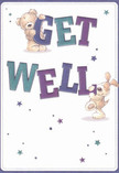 The cheerful energy of this get well card beams out with the warmth and optimism so often found in Epping's close-knit community. Two adorable friends-a plush, inviting bear and a bright-eyed, floppy-eared puppy-spring to life within the scene, each balancing the vibrant, oversized letters spelling 'Get Well.' The indigo and teal tones in the text stand tall and spirited against a soft cream background, lending a fresh zest akin to spring mornings near Stonards Hill. Across the card, sparkling stars in dusky blues and purples sprinkle whimsy and hope, their playful twinkle mirroring the sense of possibility carried by a thoughtful bouquet. The richly textured fur of the illustrations suggests comfort and warmth-so real you can almost feel their cozy embrace, just like receiving flowers designed to soothe the soul. This card doesn't simply deliver a message; it gently wraps the recipient in genuine kindness, its every detail crafted with the attentive care of an Epping florist who delights in brightening even the greyest of days. Filled with light, sincerity, and a sprinkle of magic, it makes a heartfelt companion to any local get well gift.