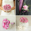 A compact, rounded bouquet sits securely cradled in a contemporary white container, its shape forming a smooth, polished dome made up of roses and gypsophila. The roses are the stars here: deep, saturated pinks mingle with softer lavender tones, each blossom open enough to reveal layers of delicately ruffled petals. They are arranged so closely that, from above, the bouquet looks like a soft floral tapestry. Threaded through this opulent surface are fine sprigs of white baby's breath, which scatter lightness and space, like early morning mist settling over a garden on the outskirts of Epping. The vessel has an artistic, woven or sculpted pattern in clean white, its lines looping and overlapping in a playful, almost architectural way that contrasts gently with the romance of the blooms. The scene feels calm and thoughtfully composed, as though the arrangement has just been placed on a wedding table in a country hotel or a reception room near Epping Forest, ready to greet guests as they sit down. Freshness is evident in every petal; there is a sense that the flowers have been arranged recently by a careful local florist, paying attention to proportion, height, and the interplay of colour and texture. Soft, even lighting bathes the composition, emphasising the creamy whites and rich pinks without harsh shadows. The mood is modern yet classic, ideal for couples who want a floral centrepiece that symbolises tenderness, celebration, and enduring love, while subtly reflecting the tranquil, green character of Epping and its surrounding countryside.
